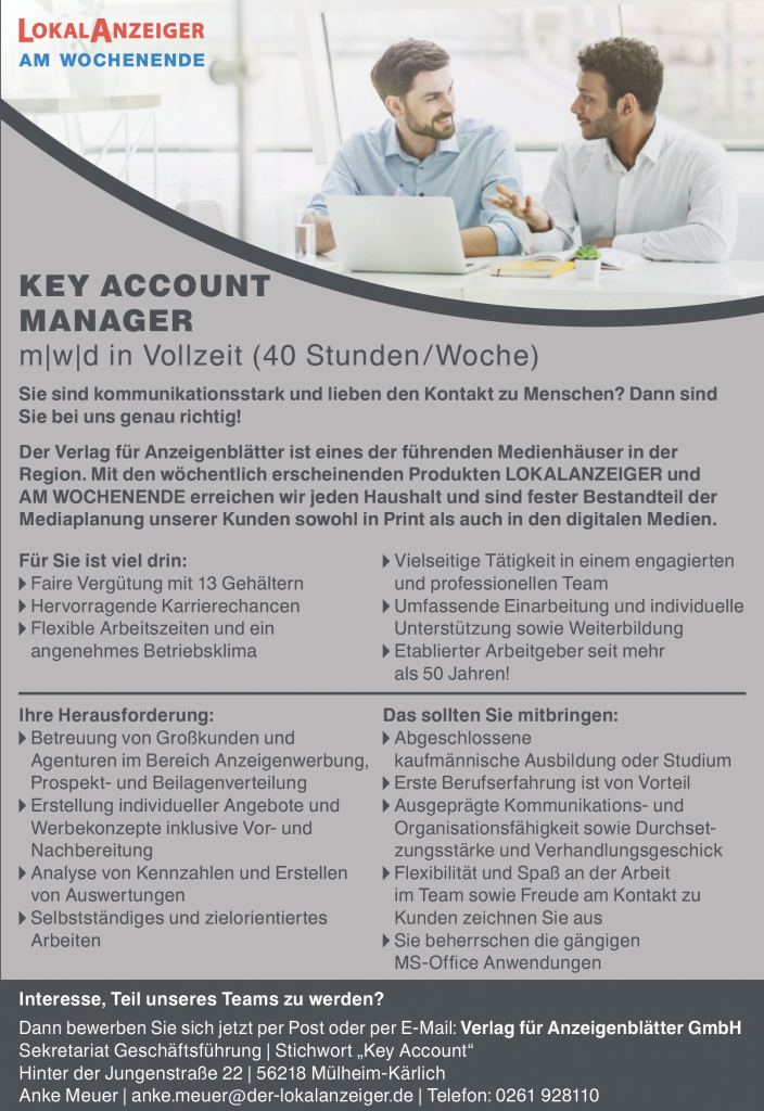 Key Account Manager – AM WOCHENENDE